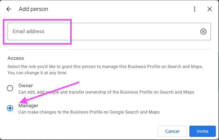 Google business profile - access